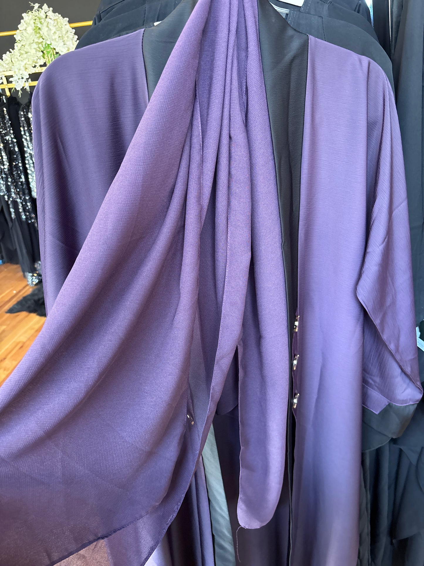 Purple Open Abaya