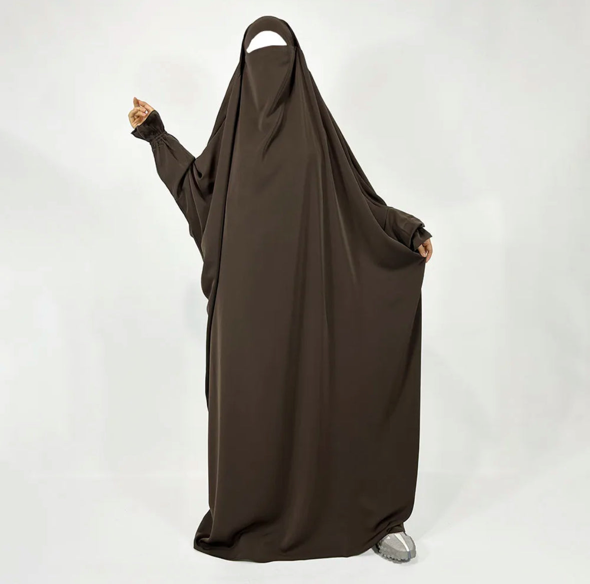 Coffee Brown One Piece Jilbab with Ruffle Cuffs