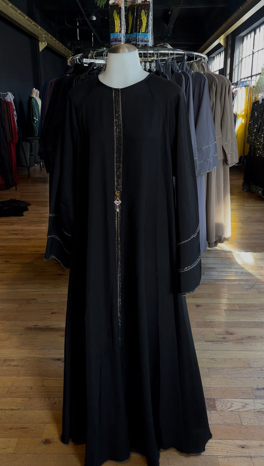 Black Abaya with Gold Trims