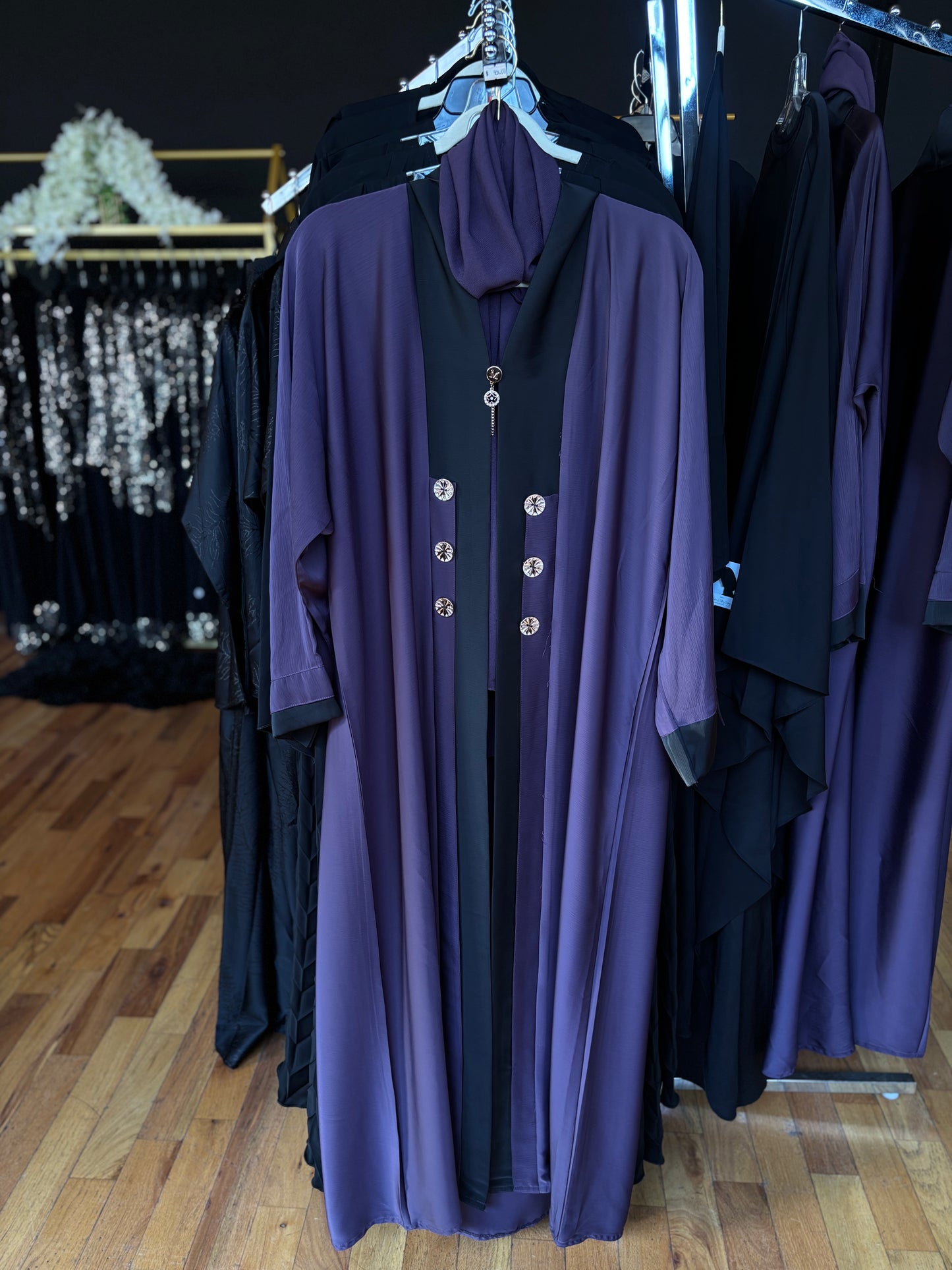 Purple Open Abaya